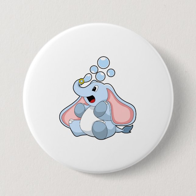Elefant mit Wasserblasen Button (Vorderseite)