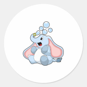 Elefant mit Wasserblasen Runder Aufkleber