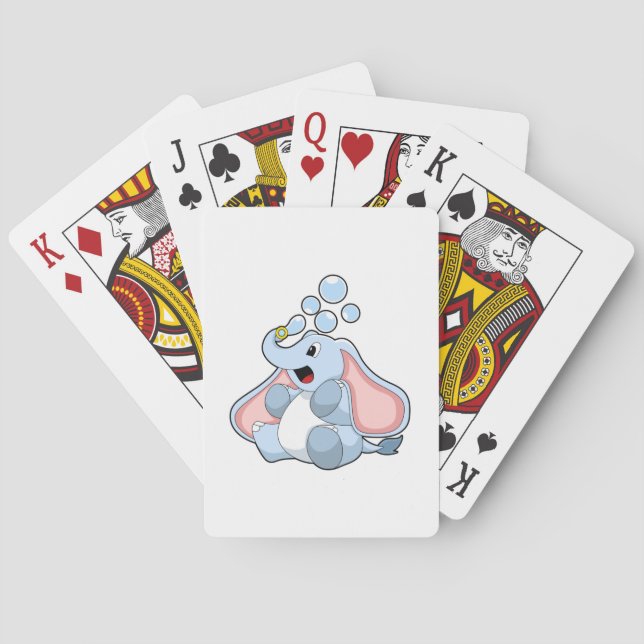 Elefant mit Wasserblasen Spielkarten (Rückseite)