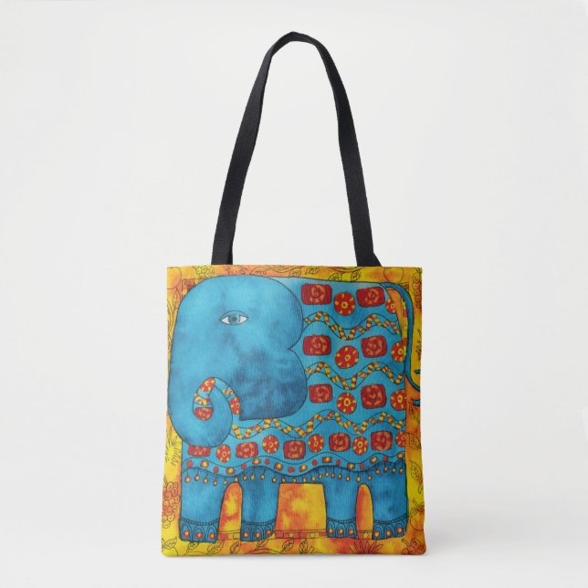 Elefant mit Wasserfarbmuster Tasche (Vorderseite)