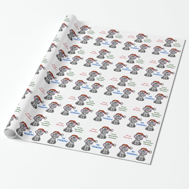 Elefant mit Weihnachtsmannmütze fertigen Geschenkpapier (Ungerollt)