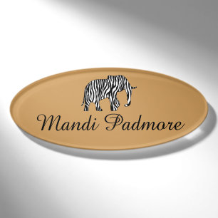 Elefant mit Zebrastreifen + Ihre Ideen Namenschild