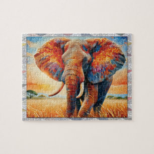 Elefant-Mosaik, Wilde Tiere, Fliesen, Geschenk,