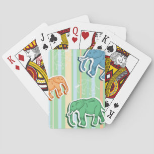 Elefant-Muster auf grünen Streifen Spielkarten