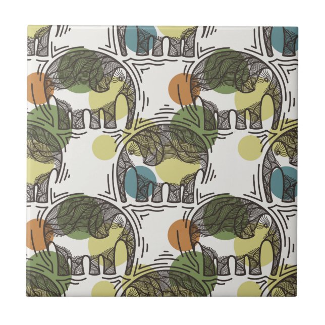 Elefant-Muster Fliese (Vorderseite)
