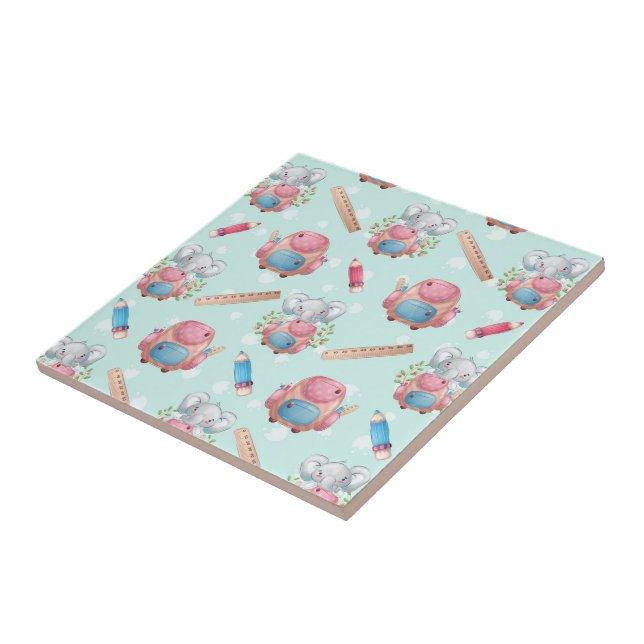 Elefant-Muster für den Schulbeginn Fliese (Seite)