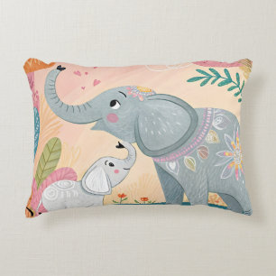 Elefant Mutter und Baby Dekokissen