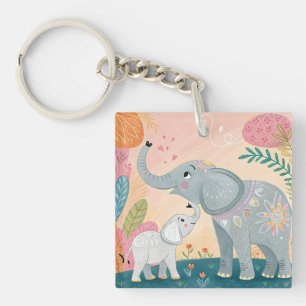 Elefant Mutter und Baby Schlüsselanhänger