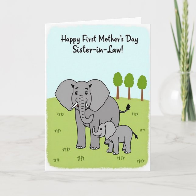 Elefant Muttertag Schwester Karte (Vorderseite)
