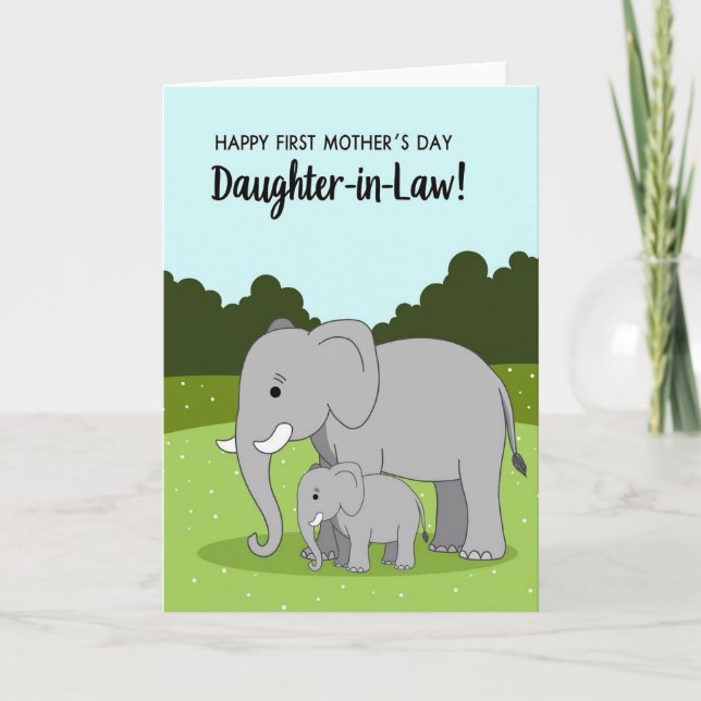 Elefant Muttertag Tochter Karte (Vorderseite)
