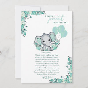 Elefant Neutraler Babyshower Dankeskarte