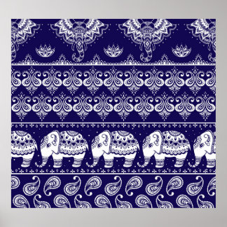 Elefant, Paisley: Vintages Stammesmuster. Poster