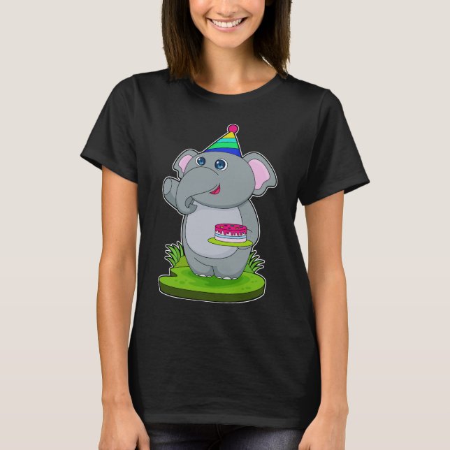 Elefant Party hat Cake T-Shirt (Vorderseite)