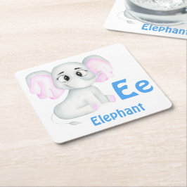 Elefant personalisieren ABC: Buchstabe E - Ihren N Rechteckiger Pappuntersetzer