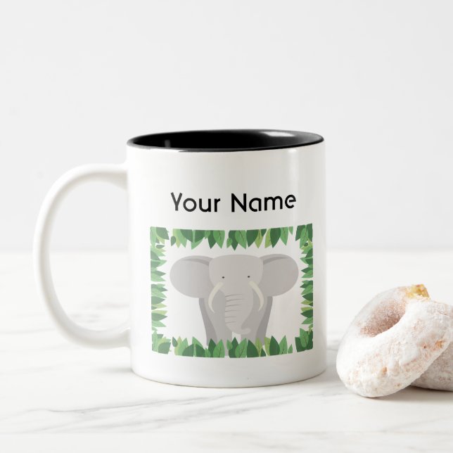 Elefant-personalisierte Tasse (Mit Donut)