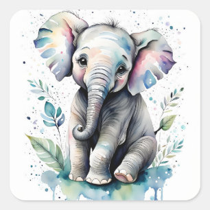 Elefant  quadratischer aufkleber