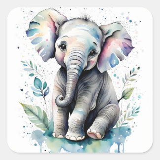 Elefant quadratischer aufkleber