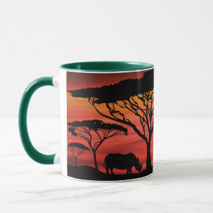 Elefant, Rhinozeros und Giraffe im Serengeti Tasse