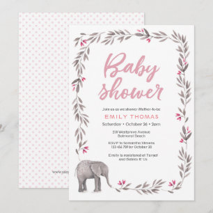 Elefant-rosa und graue Babyparty-Einladung Einladung