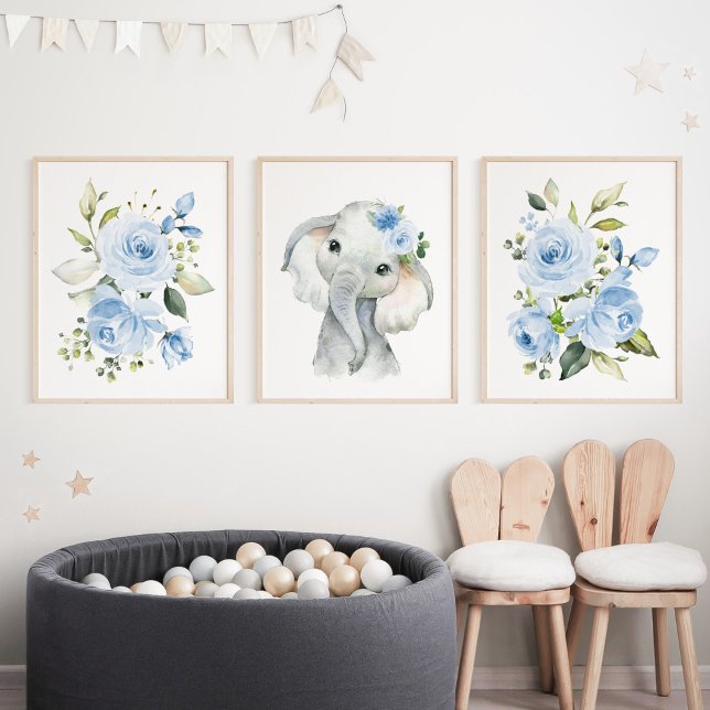 Elefant, Safari, Blumen, Junge Kinderzimmer Bilderwand Sets (Von Creator hochgeladen)