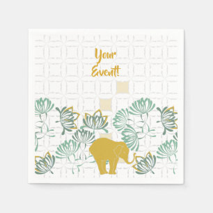 Elefant-Safari-Blumendschungel-Zoo botanisch Serviette