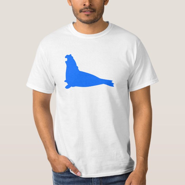 Elefant-Siegel-Shirt-Blau T-Shirt (Vorderseite)