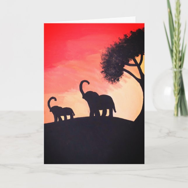 Elefant Silhouette Denken Sie an Ihre Karte (Vorderseite)