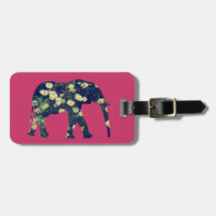 Elefant-Silhouette-Gänseblümchen Burgunder Girly Gepäckanhänger