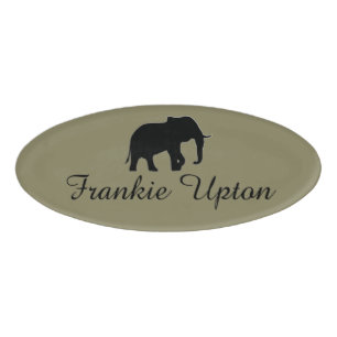 Elefant-Silhouetteschwarzes + Ihre Ideen Namenschild