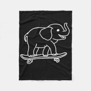 Elefant Skateboarding Umrisslinienzeichnung Skater Fleecedecke