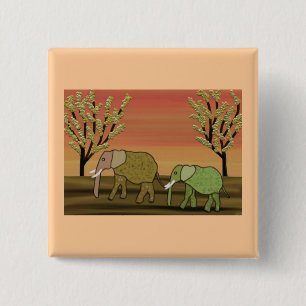 Elefant-Sonnenuntergang Button