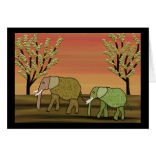 Elefant-Sonnenuntergang-Karten