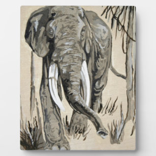 Elefant spazieren durch die waldreiche Savanna Kun Fotoplatte