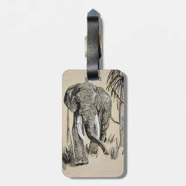 Elefant spazieren durch die waldreiche Savanna Kun Gepäckanhänger