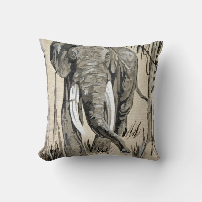 Elefant spazieren durch die waldreiche Savanna Kun Kissen (Vorderseite)