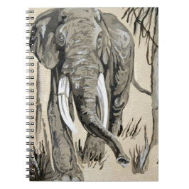 Elefant spazieren durch die waldreiche Savanna Kun Notizblock