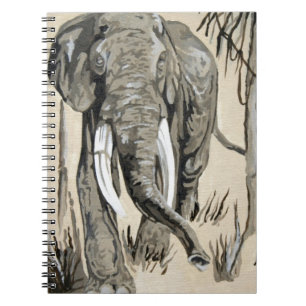 Elefant spazieren durch die waldreiche Savanna Kun Notizblock