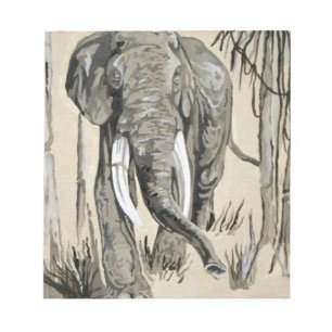 Elefant spazieren durch die waldreiche Savanna Kun Notizblock