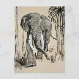 Elefant spazieren durch die waldreiche Savanna Kun Postkarte