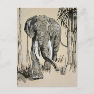 Elefant spazieren durch die waldreiche Savanna Kun Postkarte