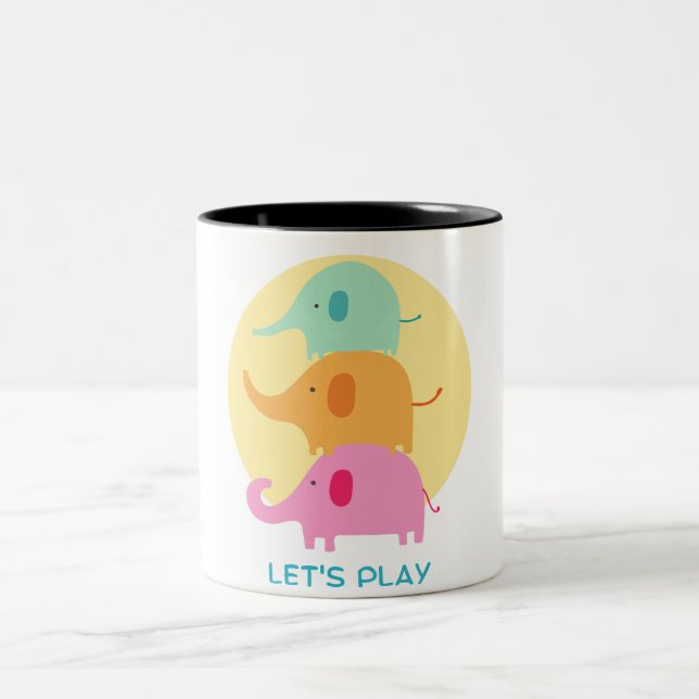 Elefant spielen zweifarbige tasse (Mittel)
