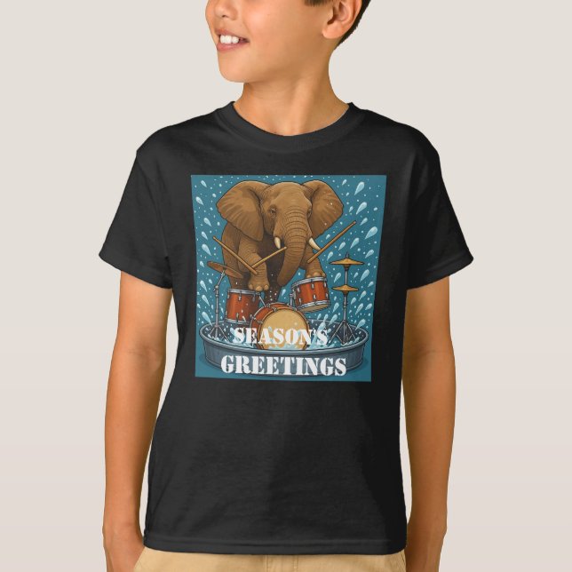 Elefant spielt Schlagzeug, der den Wassersommerjun T-Shirt (Vorderseite)