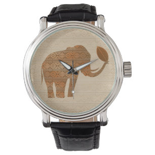 Elefant-Stammes- Kunst-Entwurfs-Uhren Armbanduhr