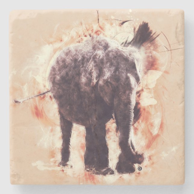 Elefant Steinuntersetzer (Vorderseite)