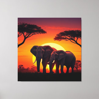 Elefant Sunset Leinwand. Leinwanddruck