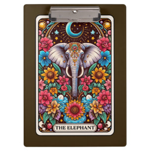 Elefant-Tarotkarte – Symbol für Weisheit, Stärke  Klemmbrett