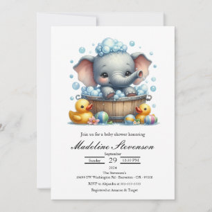 Elefant-Themen-Einladung zur Babyparty mit Schaumb Einladung