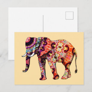 Elefant Tier Traditionelle chinesische Muster  Postkarte