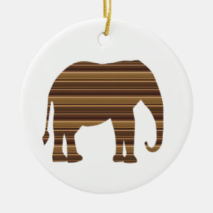 ELEFANT Tier wild Haustier Gold Streifen Braun NVN Keramikornament