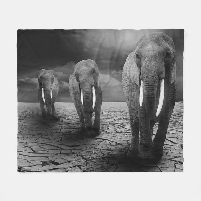 Elefant-Trio-Fleece-Decke Fleecedecke (Vorderseite (Horizontal))